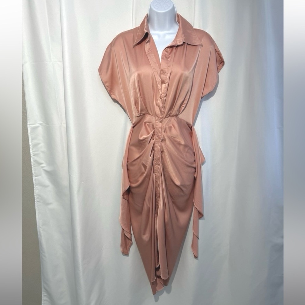 DO+BE Asymmetrical Blush Pink Draped Dress
